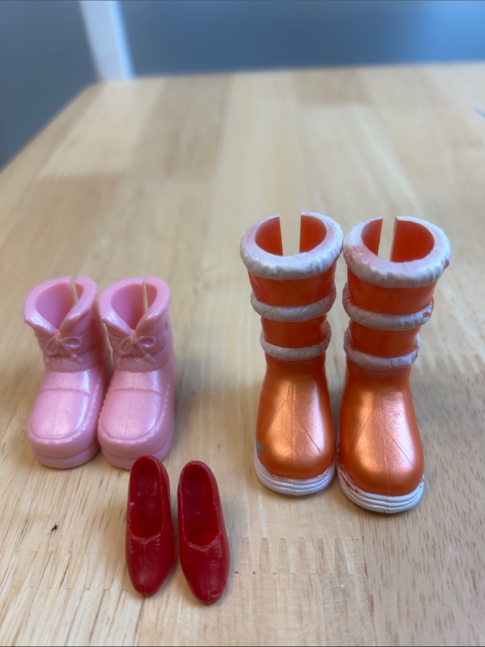 Bundle of Barbie Pink Snow Boots & Red Heels and My Scene Orange Snow Boots